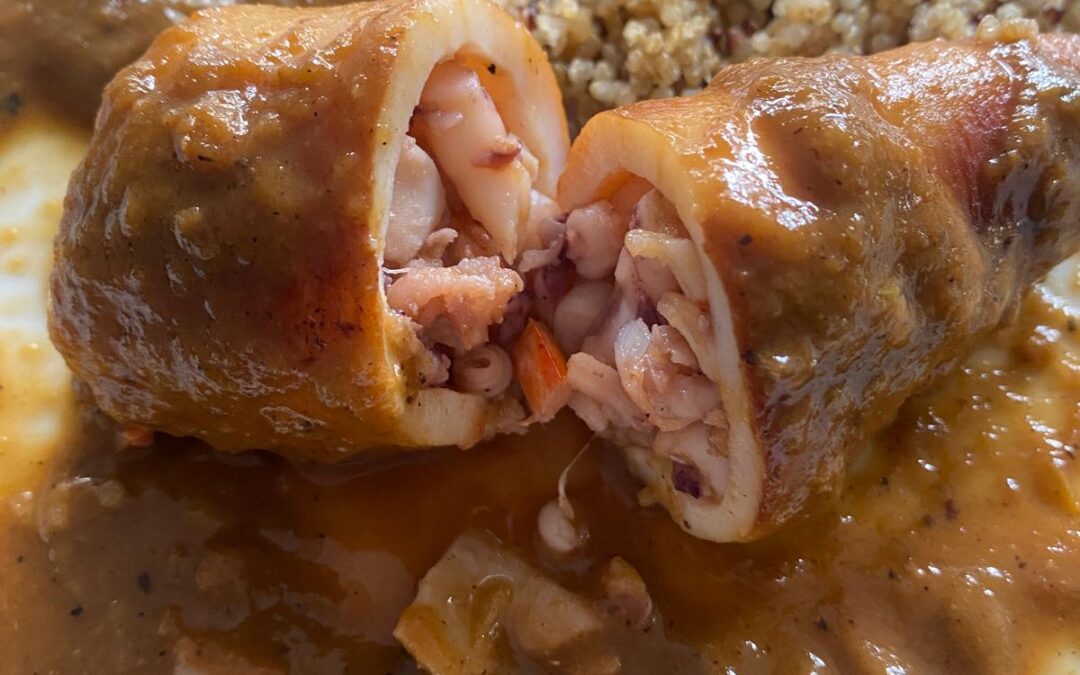 Calamares rellenos de gambas