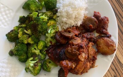 Brócoli, arroz y pechuga de pollo